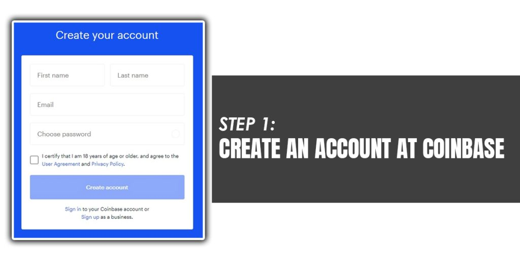 Create An Account At Coinbase
