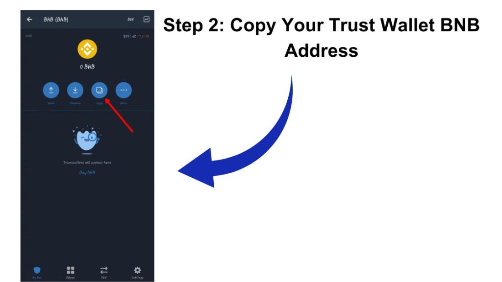 Step 2: Copy Your Trust Wallet BNB Address