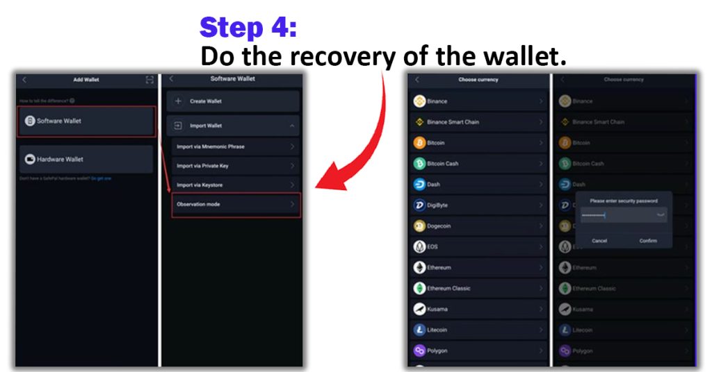 Step 4: Do the recovery of the Safepal wallet