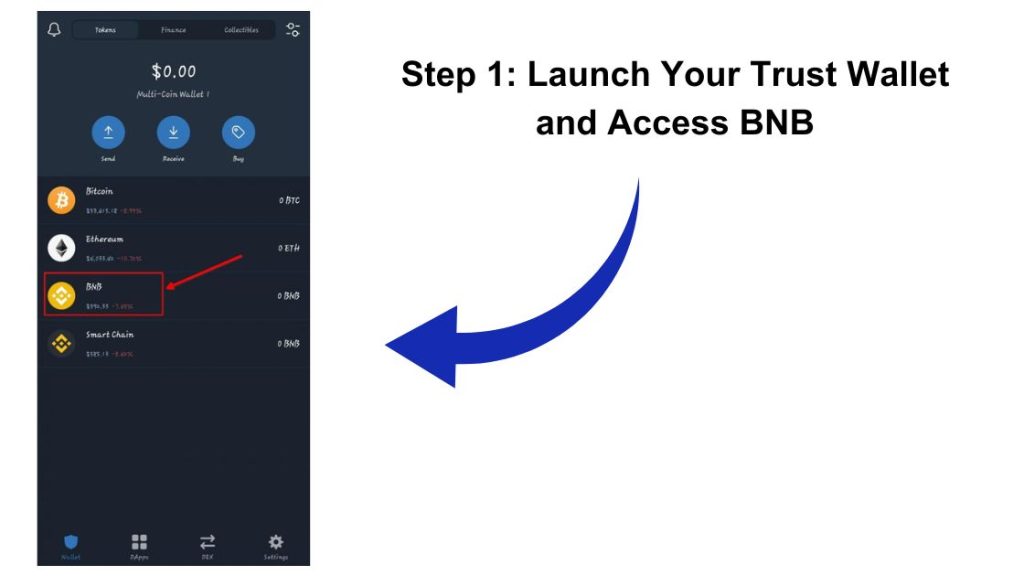 Step 1: Launch Your Trust Wallet and Access BNB (BNB)