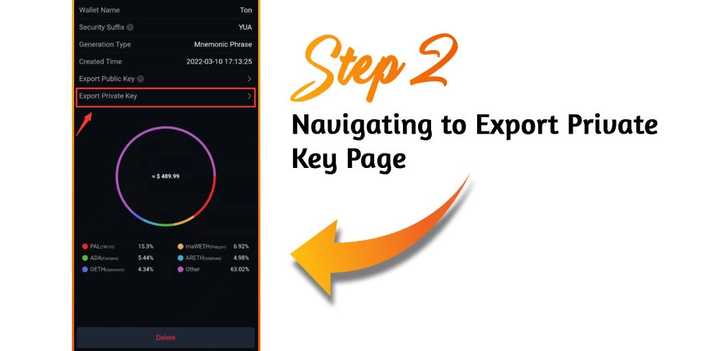 Navigating to Export Private Key Page