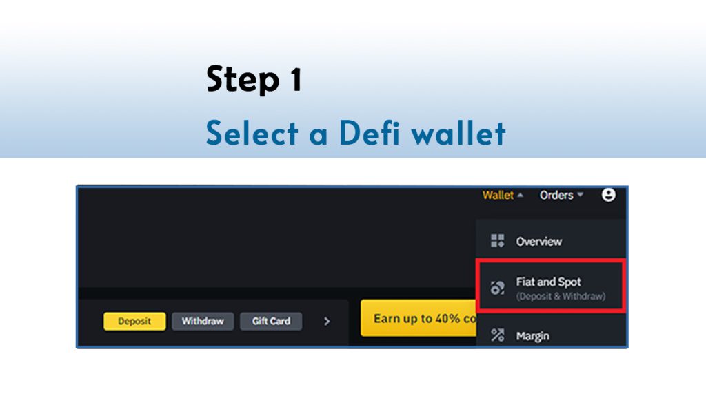 Step 1: Select a Defi wallet and Move USDT From Crypto Wallet To Defi Wallet