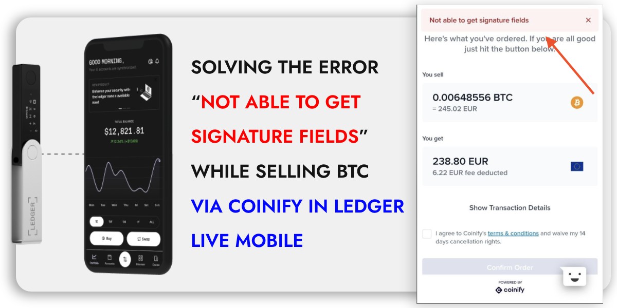 You are currently viewing Coinify Error on Ledger Live “Not Able to Get Signature” [Fixed]